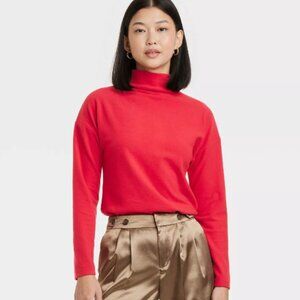 Women's Long Sleeve Mock Turtleneck T-Shirt - A New Day™ Size S